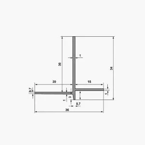 Nouveau-TEMPOLISTEL® B101 Profilé de transition décaissé à enduire pour jonction faux plafond plaque de plâtre et démontable dimensions