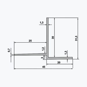 TEMPOLISTEL® B105 Übergangsprofil für die Verbindung zwischen Gipsabhangdecke und Rasterdecke, einseitig verputzbar – Bild 2